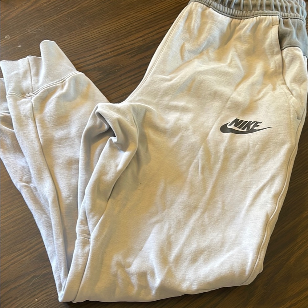 Nike Gray Sweatpants with Elastic Waistband and Cuffed Ankles